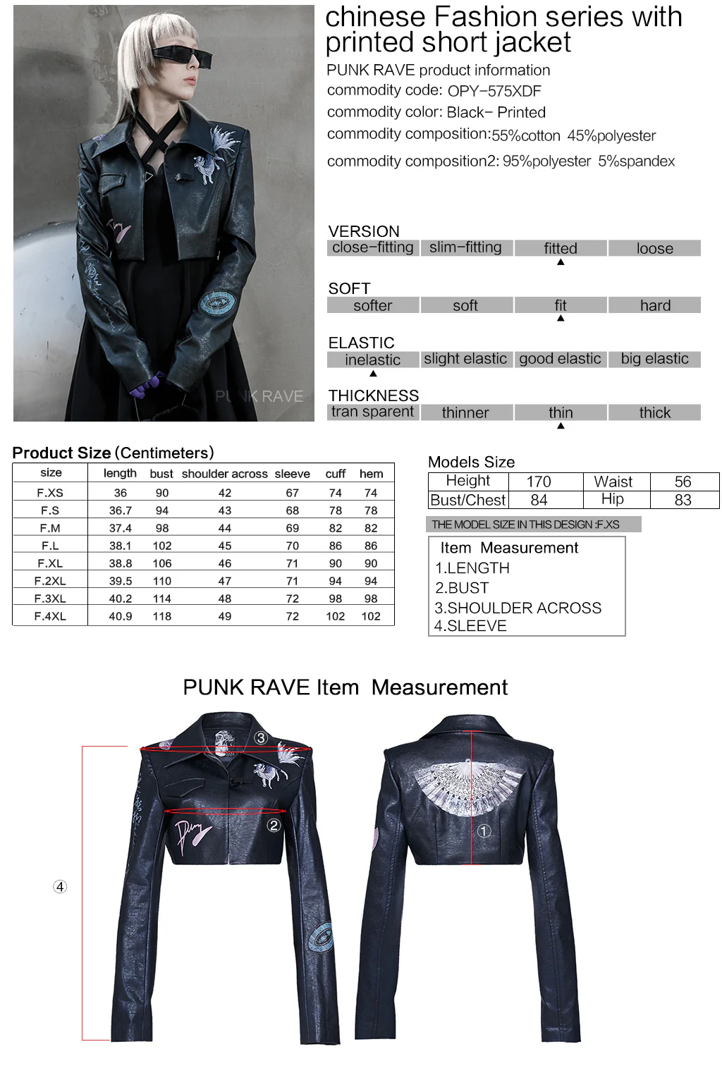 OPY-575XDF Edgy Graphic Embroidered Cropped Punk Jacket Retro Style - Image 2