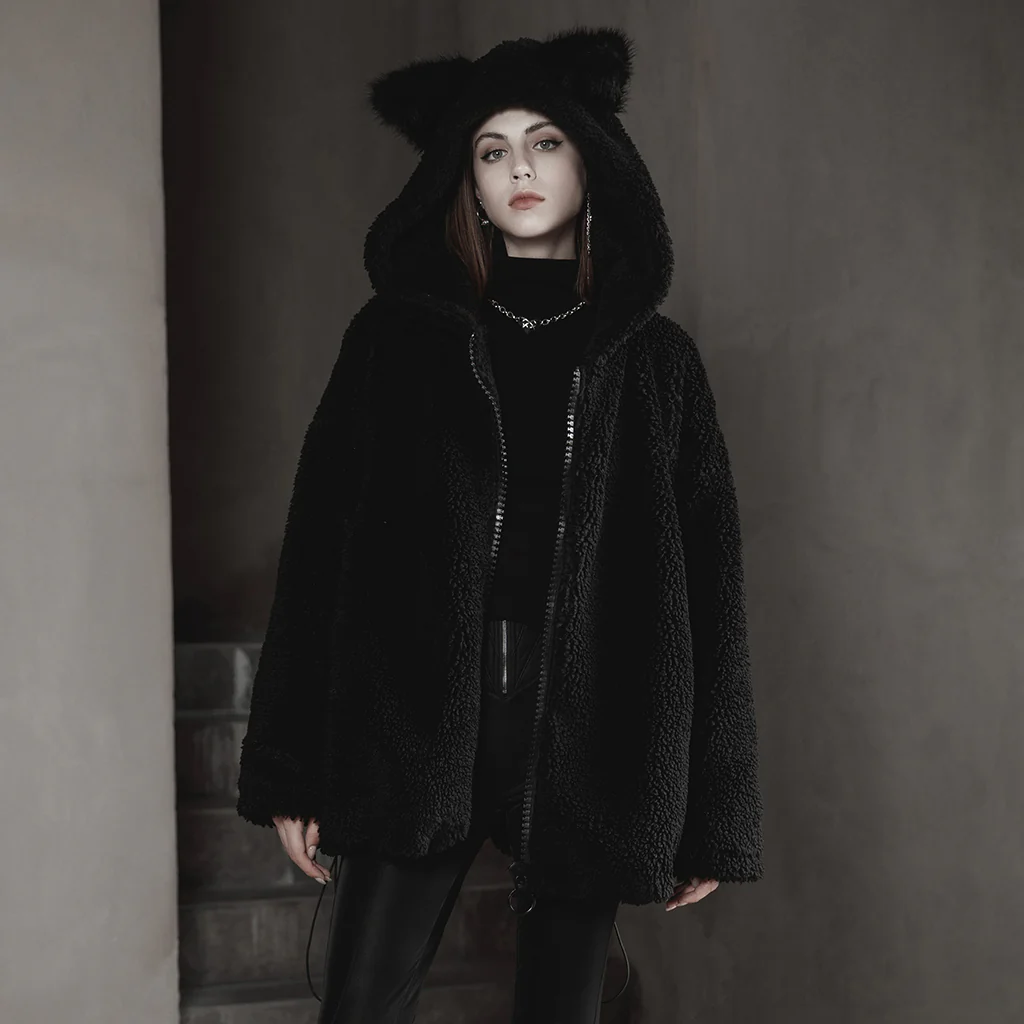 OPY-645XCF Gothic Fleece Punk Coat with Ears Hooded Jacket - Image 3