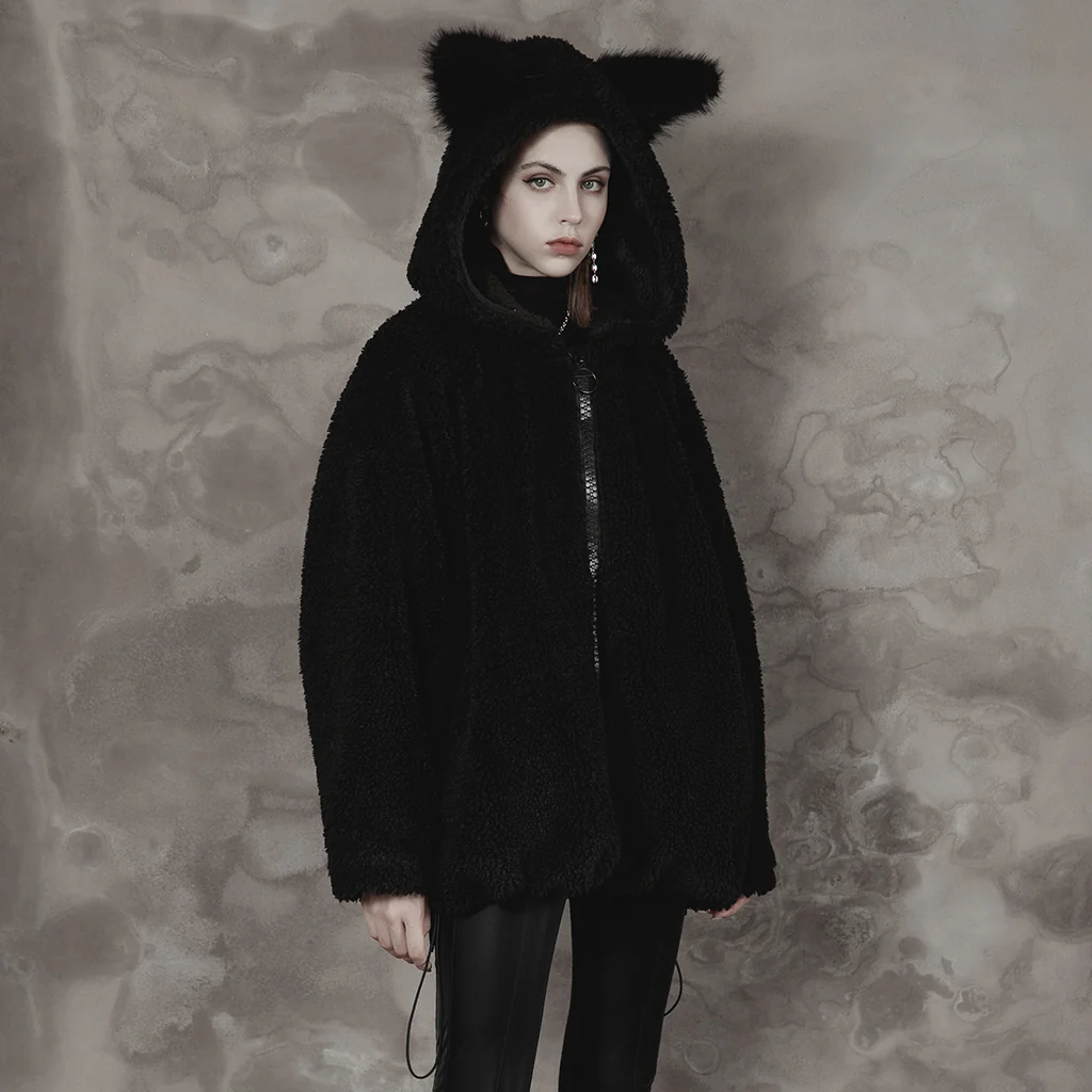 OPY-645XCF Gothic Fleece Punk Coat with Ears Hooded Jacket - Image 4