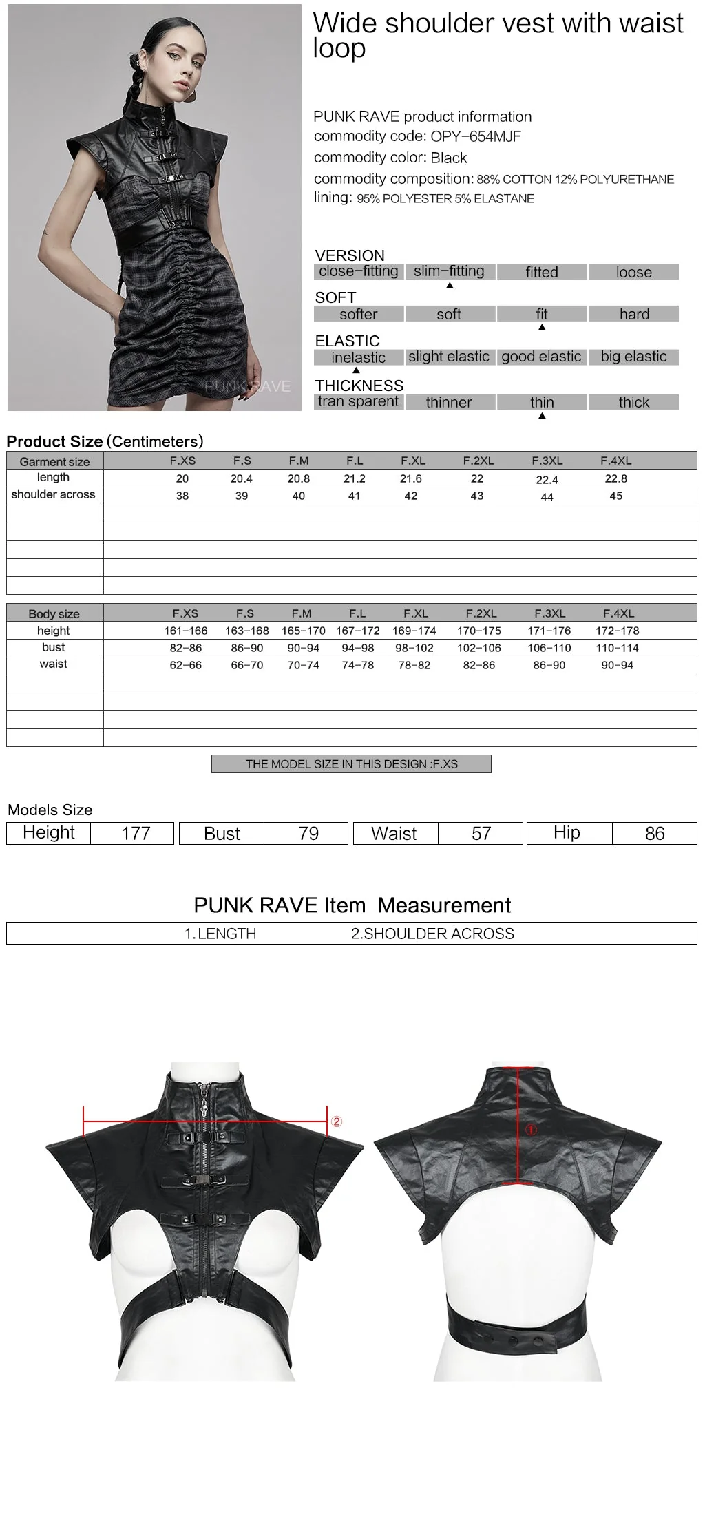 OPY-654MJF Edgy Leather Buckle Detail Punk Vests for Women - Image 12
