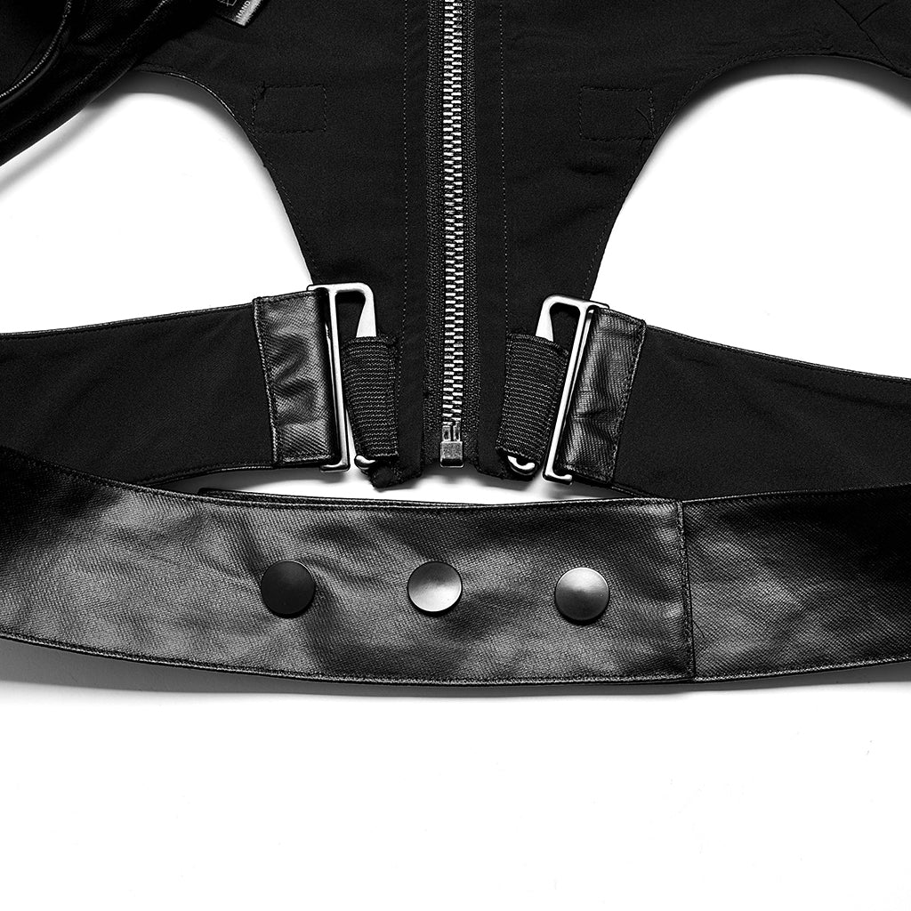 OPY-654MJF Edgy Leather Buckle Detail Punk Vests for Women - Image 19