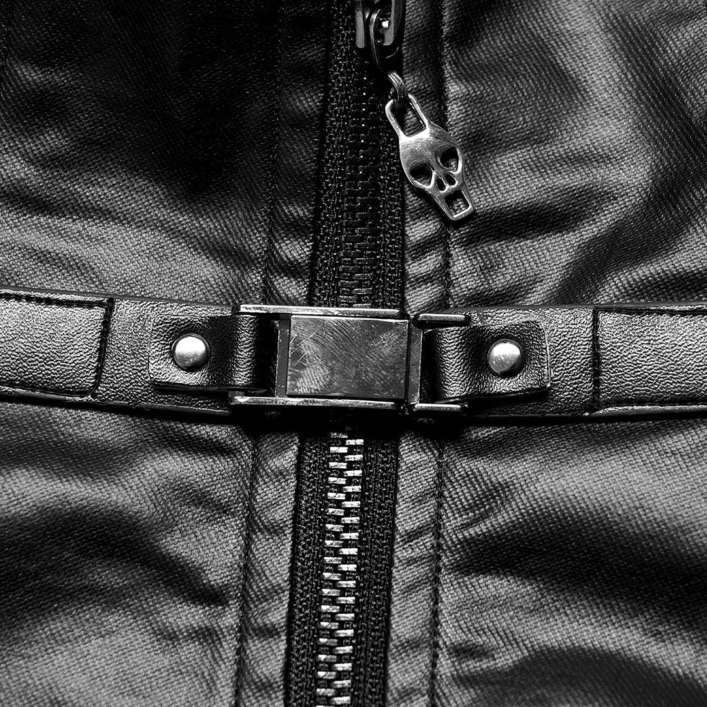 OPY-654MJF Edgy Leather Buckle Detail Punk Vests for Women - Image 26