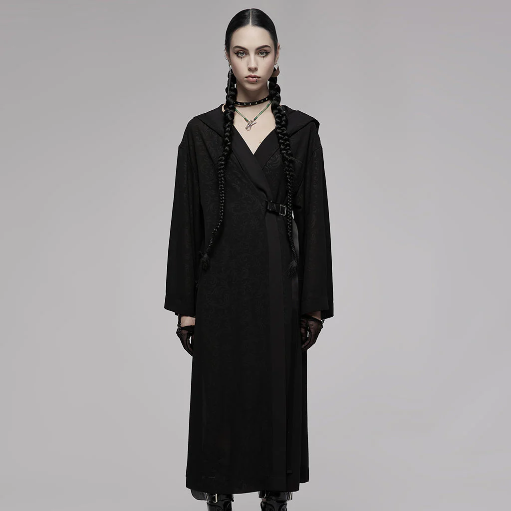 OPY-655XCF Luxurious Gothic Coat Long Dark Hooded Cloak Dress - Image 11