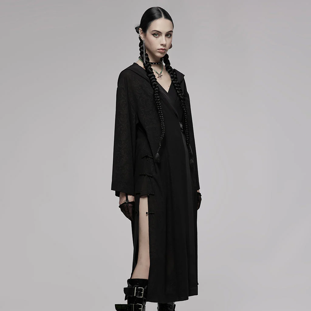 OPY-655XCF Luxurious Gothic Coat Long Dark Hooded Cloak Dress - Image 22