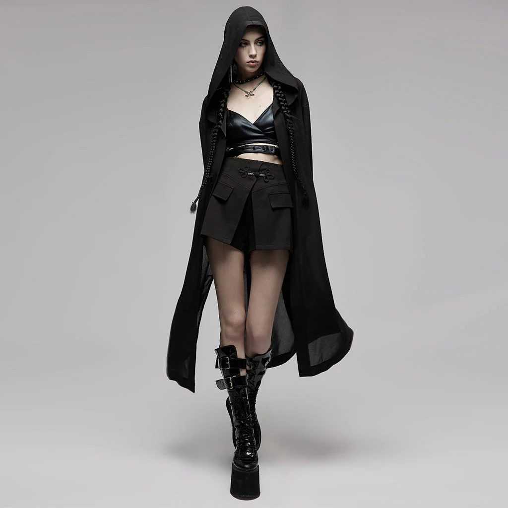 OPY-655XCF Luxurious Gothic Coat Long Dark Hooded Cloak Dress - Image 24