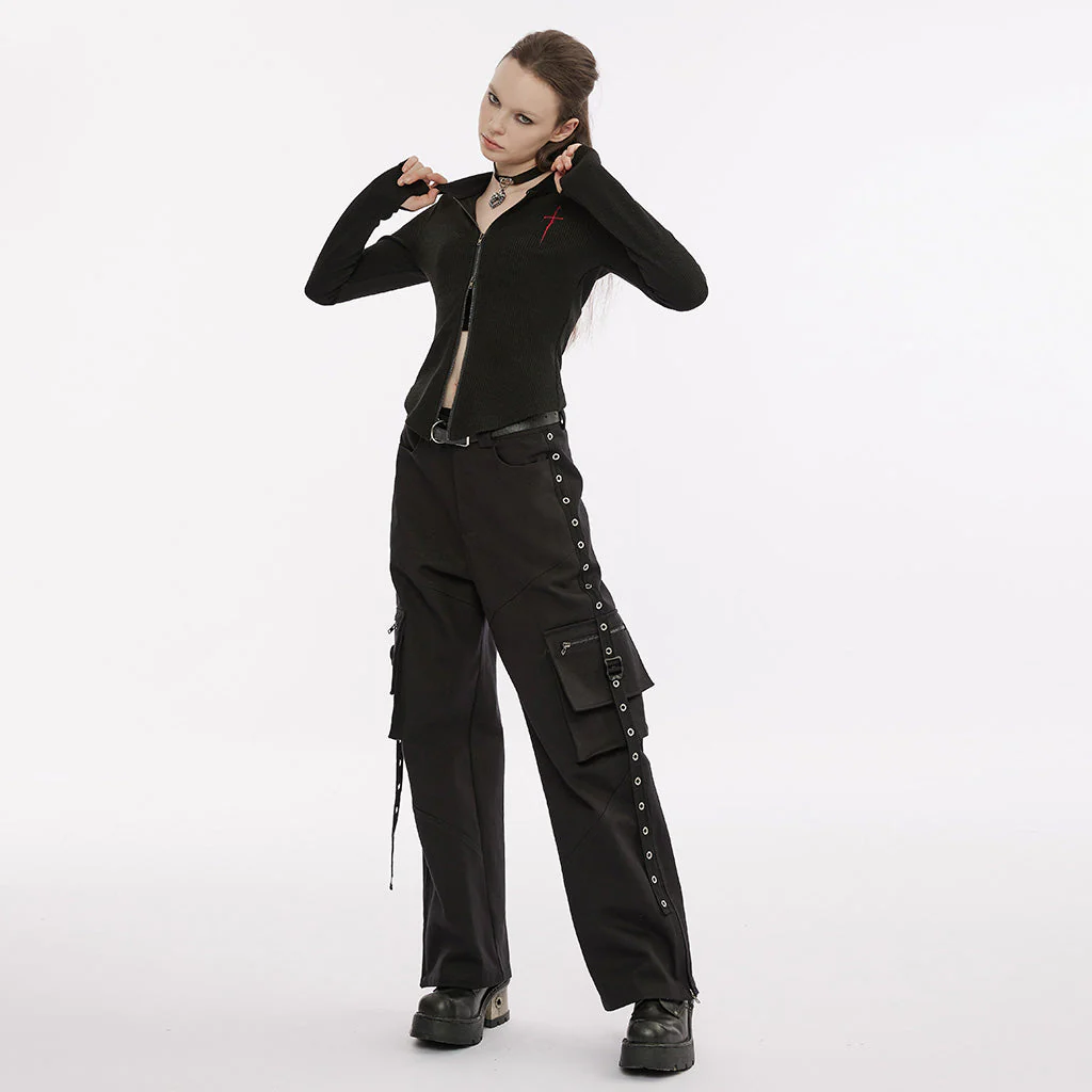 OPY-689XCF Punk Jackets: Slim-Fit Black Gothic Zip-Up Top - Image 15