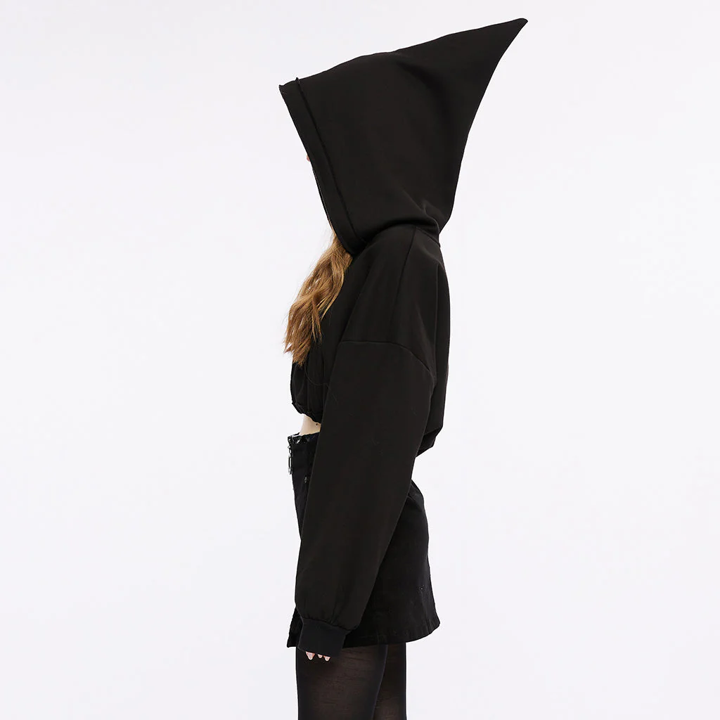 OPY-709XDF Punk Sweater Gothic Hooded Crop Top Casual Streetwear - Image 11