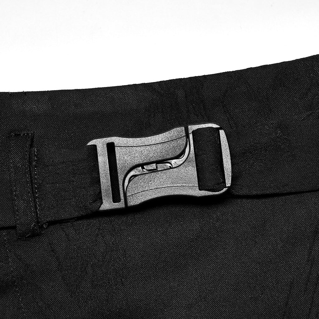 OQ-007DQF Edgy Black Punk Skirt with Belted Zipper Detail - Image 7