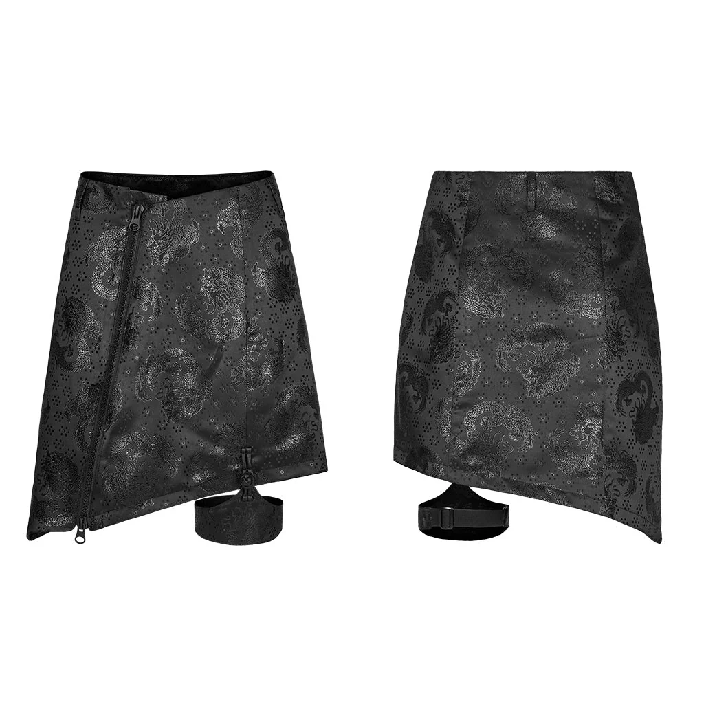 OQ-010BQF Edgy Asymmetrical Punk Skirt with Garter Strap Design - Image 16
