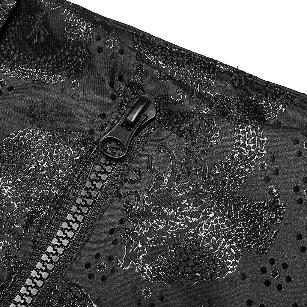 OQ-010BQF Edgy Asymmetrical Punk Skirt with Garter Strap Design - Image 7