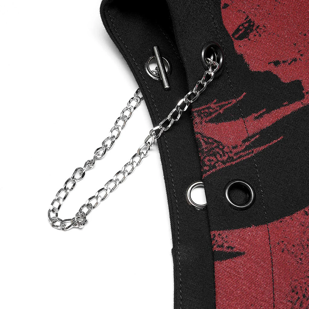 OQ-011BQF Dragon Embroidered Asymmetrical Punk Skirt with Side Slit - Image 33