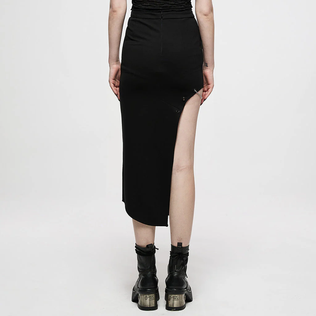 OQ-011BQF Dragon Embroidered Asymmetrical Punk Skirt with Side Slit - Image 40