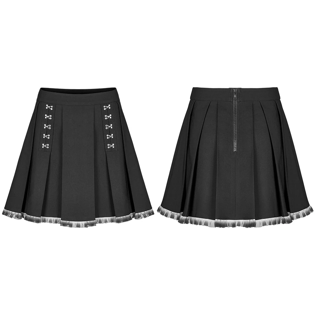 OQ-016BQF Punk Skirt Pleated Mini Edgy Chain Detail Hemline - Image 23