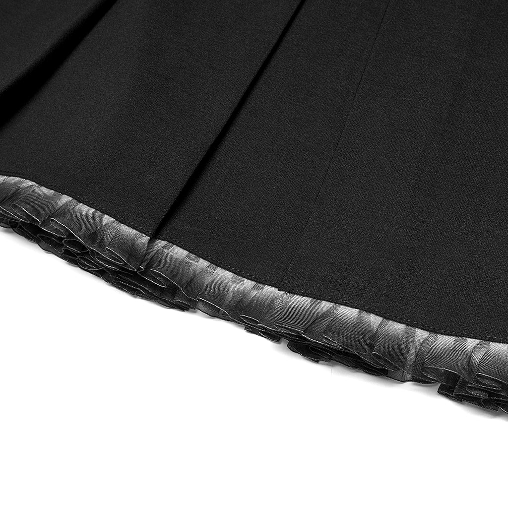 OQ-016BQF Punk Skirt Pleated Mini Edgy Chain Detail Hemline - Image 25