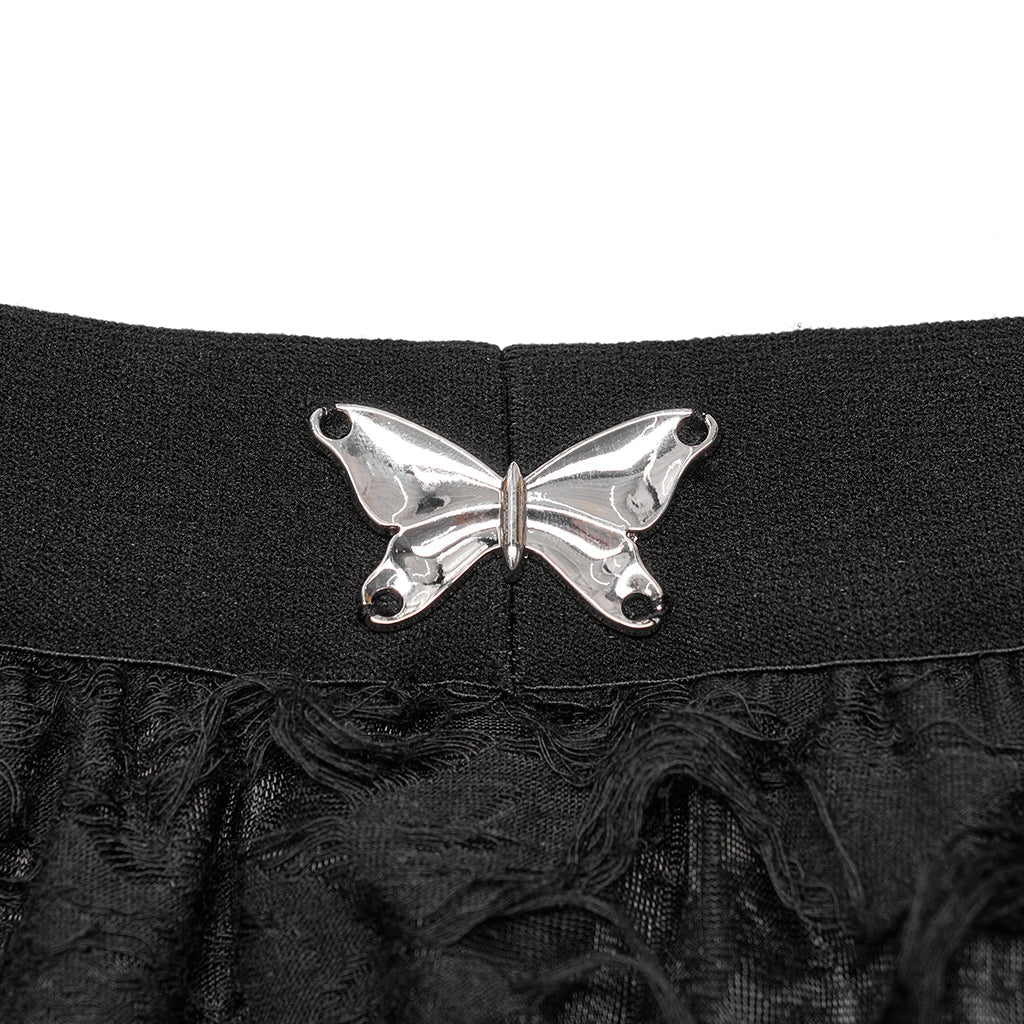 OQ-020BQF Gothic Skirt Asymmetrical Lace Layered Tattered Hem Fashion Statement - Image 14