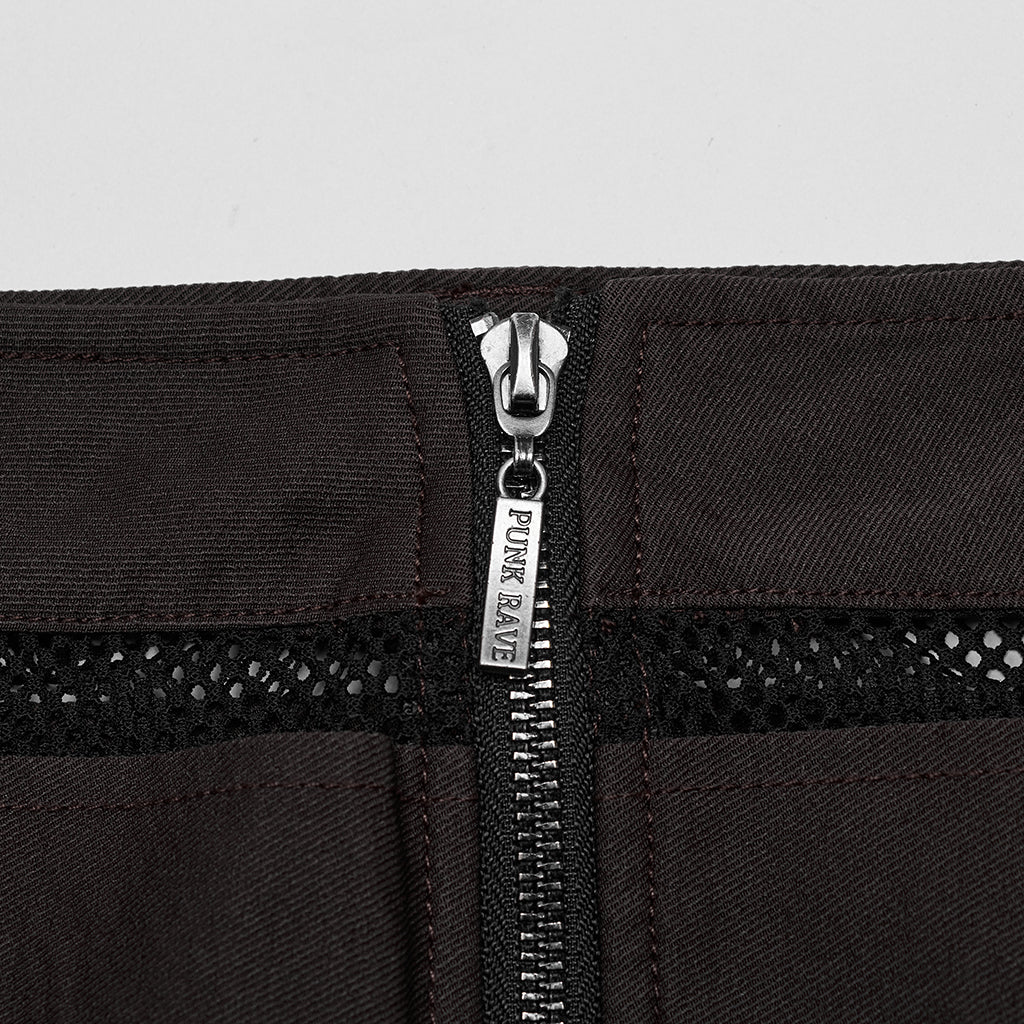 OQ-676DQF Edgy Punk Skirt with Zipper and Mesh Details - Image 17