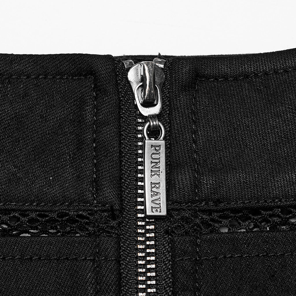 OQ-676DQF Edgy Punk Skirt with Zipper and Mesh Details - Image 7
