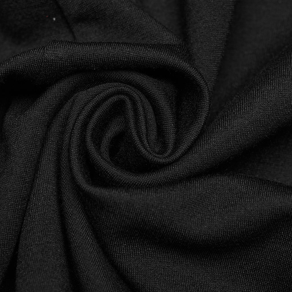 OQ-707BQF Edgy Long Black Pleated Punk Skirt with Belt Accents - Image 10