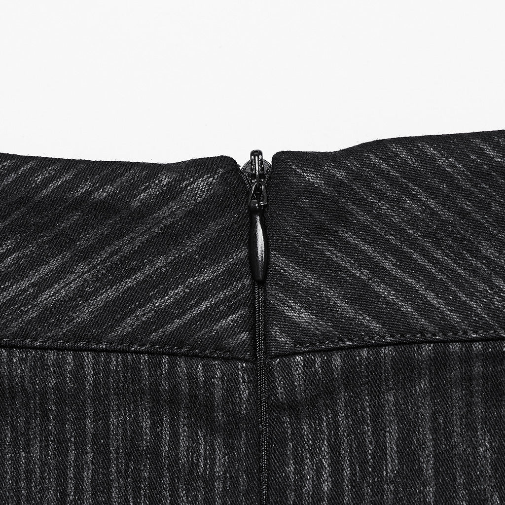 OQ-753BQF Gothic Punk Skirt with Rivet Details and Textured Panels - Image 18