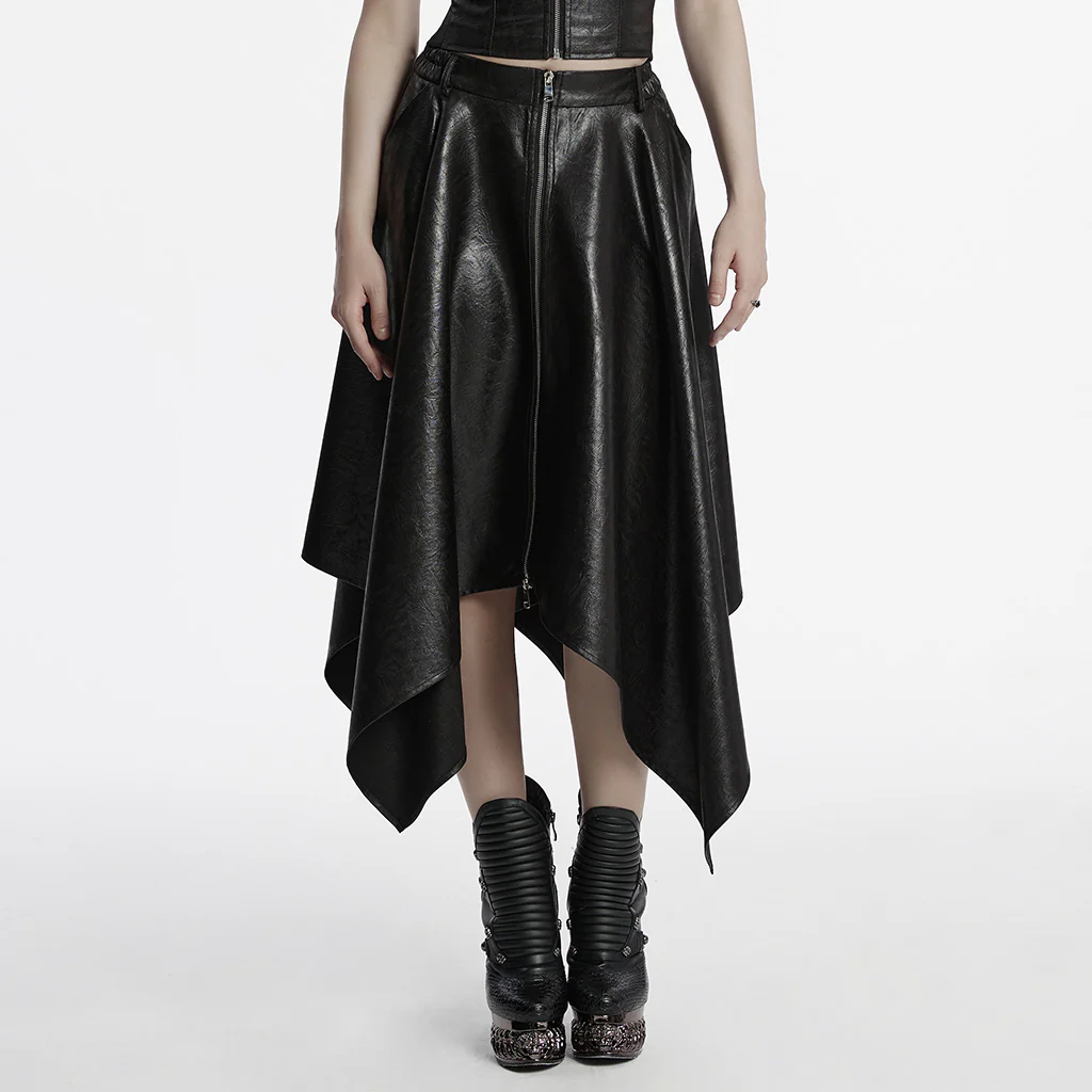 OQ-785BQF Gothic Plaid Asymmetrical Punk Skirt with Zipper Detail - Image 13