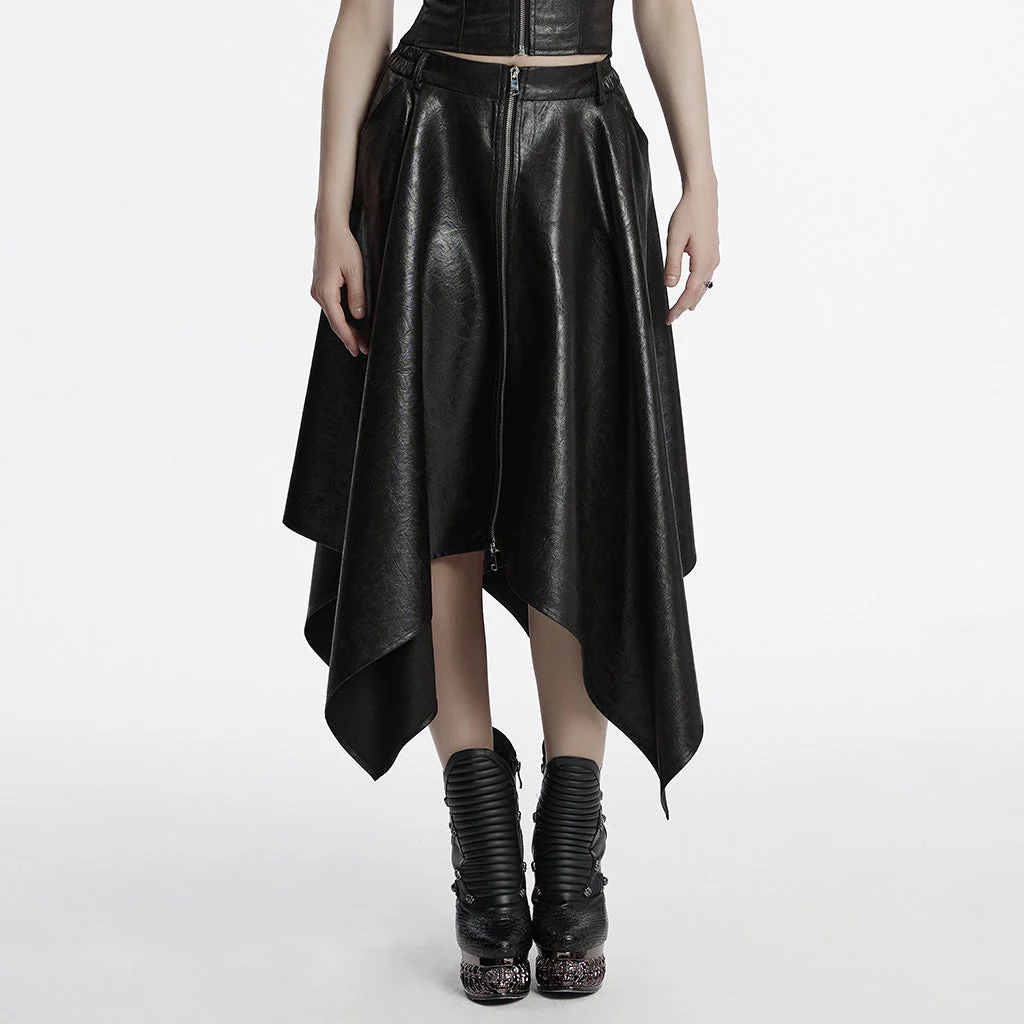 OQ-785BQF Gothic Plaid Asymmetrical Punk Skirt with Zipper Detail - Image 32