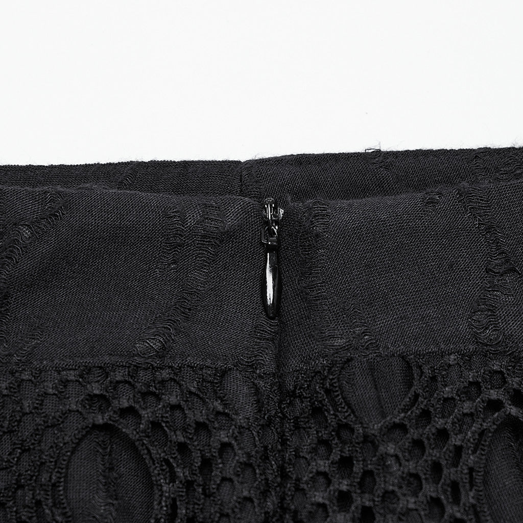 OQ-787BQF Gothic Mesh Panel Punk Skirt Long Maxi Black Retro - Image 20