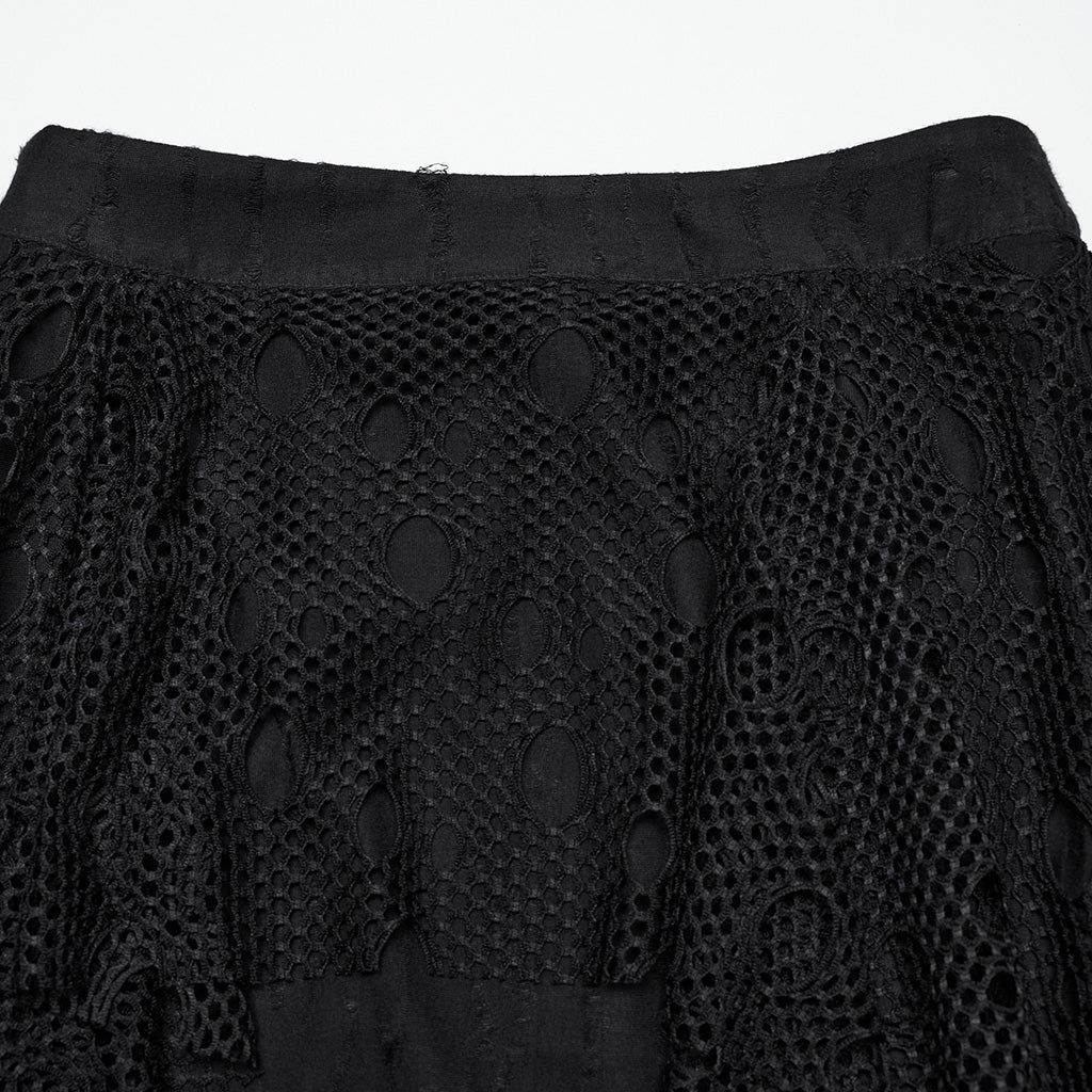 OQ-787BQF Gothic Mesh Panel Punk Skirt Long Maxi Black Retro - Image 26