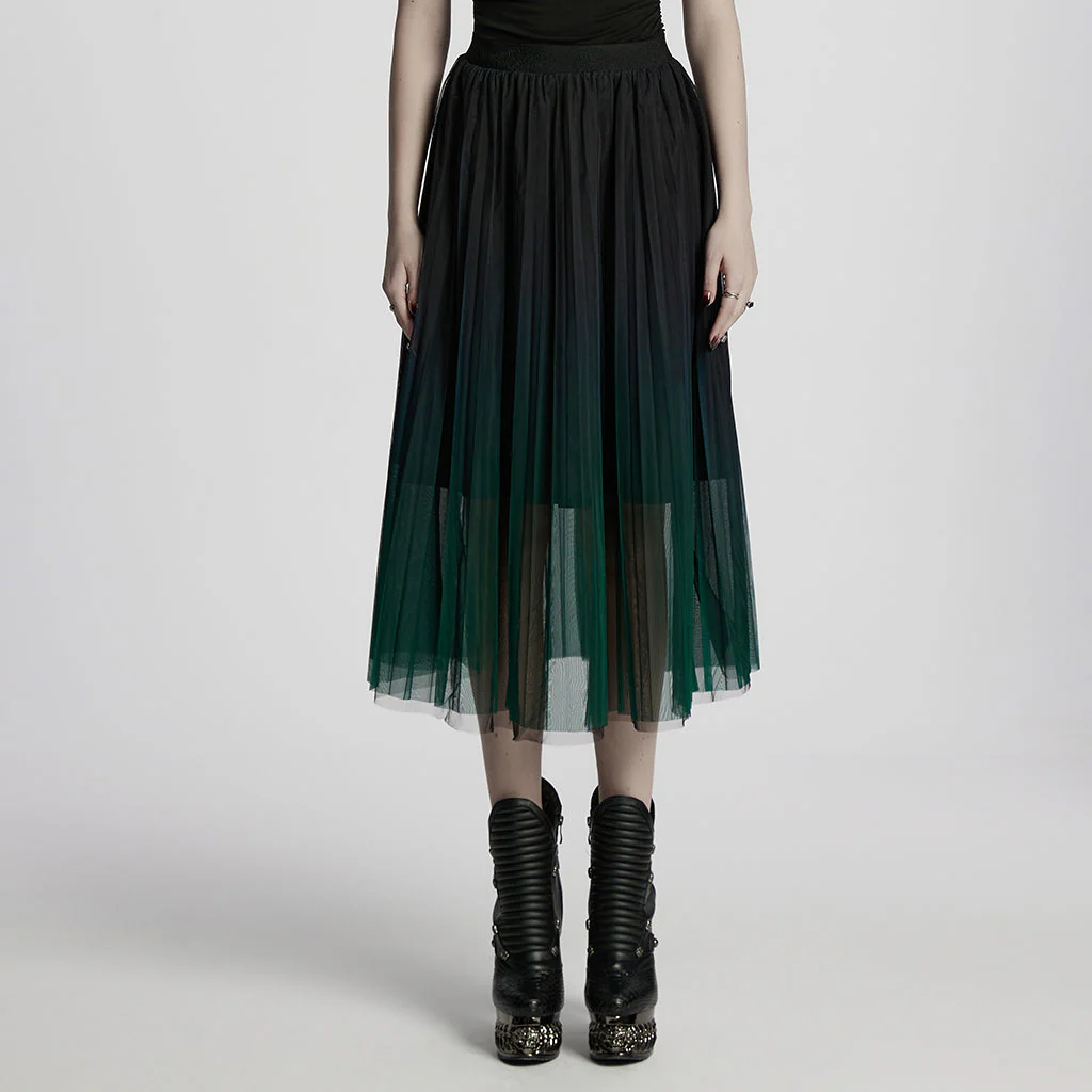 OQ-793BQF Elegant Gothic Skirt with Gradient Sheer Mesh Overlay - Image 13
