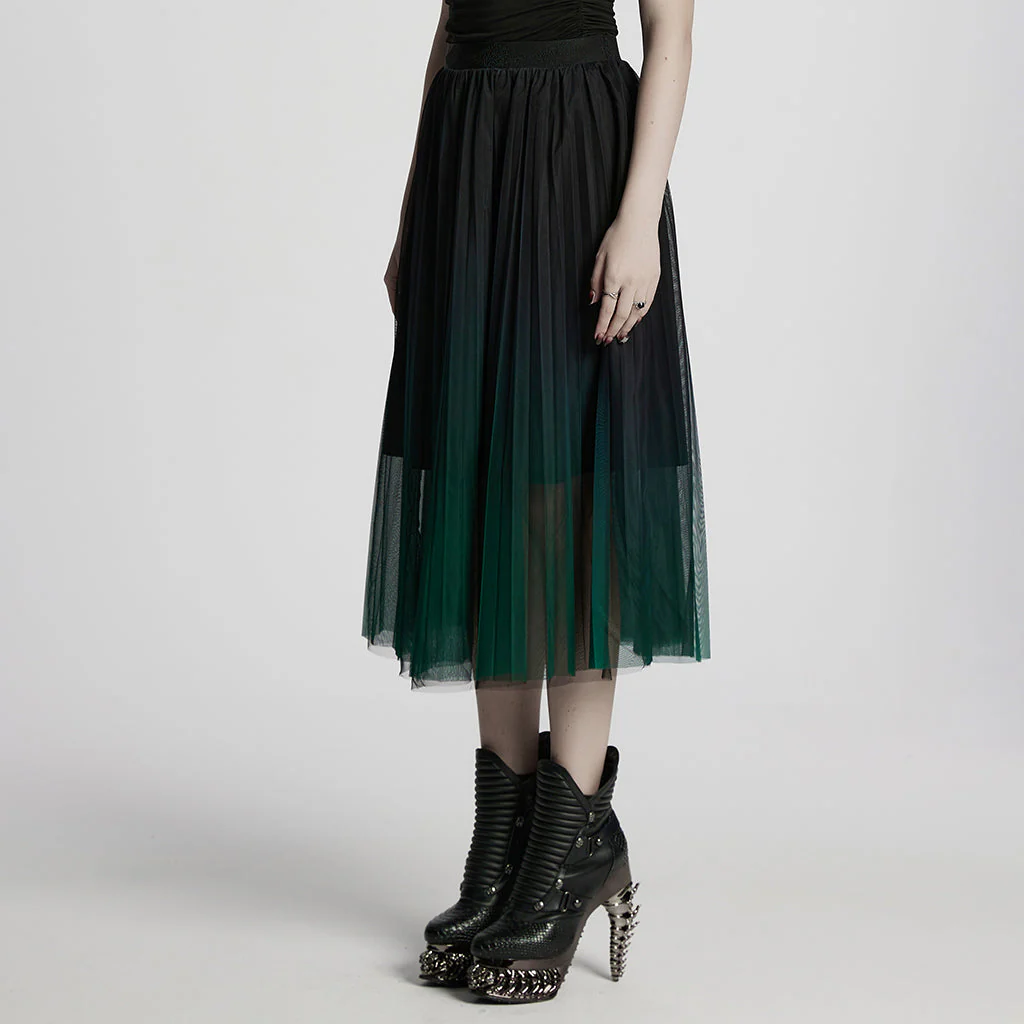 OQ-793BQF Elegant Gothic Skirt with Gradient Sheer Mesh Overlay - Image 14
