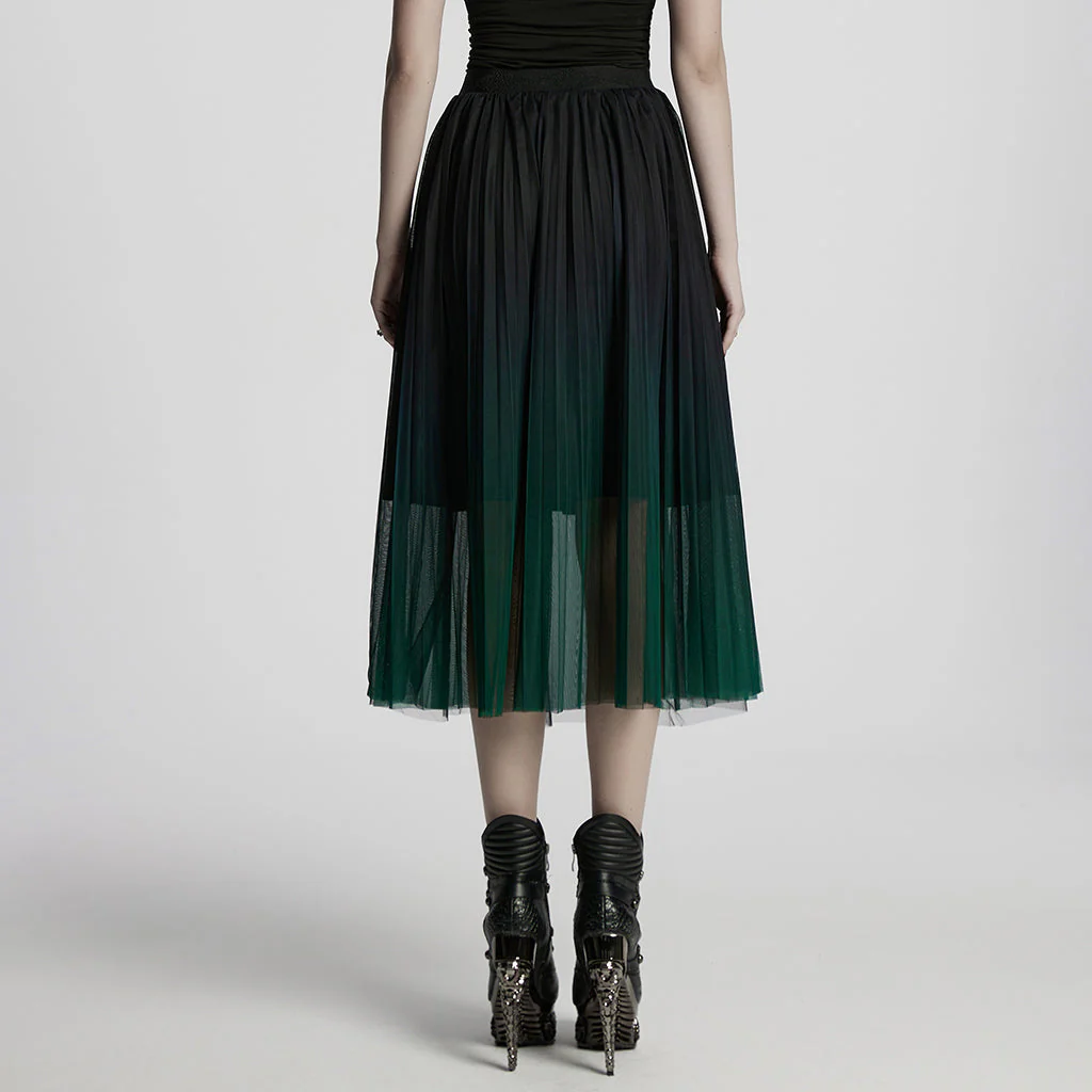 OQ-793BQF Elegant Gothic Skirt with Gradient Sheer Mesh Overlay - Image 15