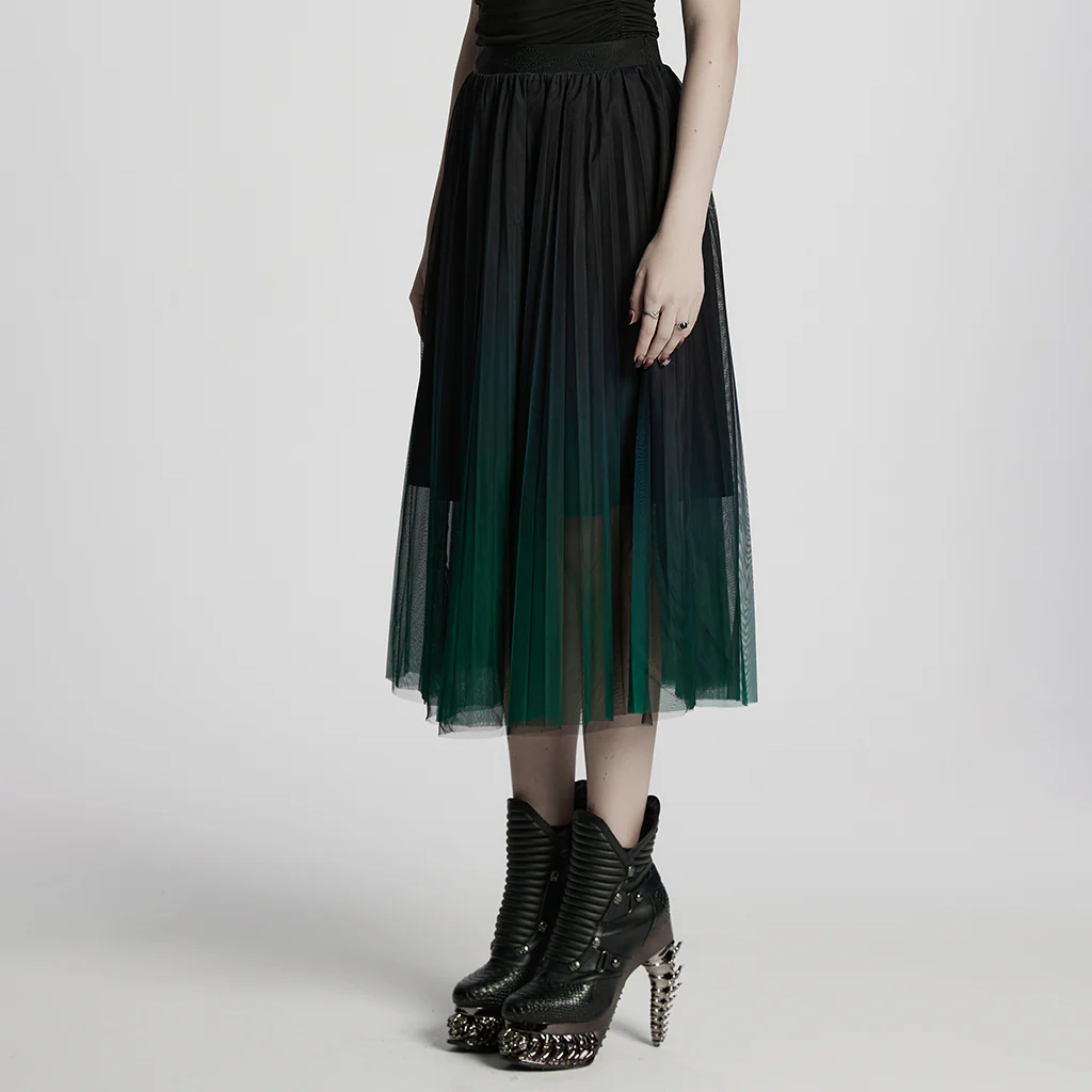 OQ-793BQF Elegant Gothic Skirt with Gradient Sheer Mesh Overlay - Image 4