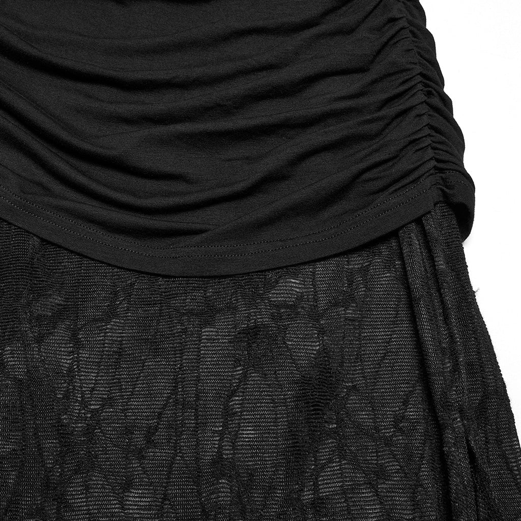OQ-796BQF Gothic High-Low Asymmetrical Lace Punk Skirt with Ruched Detail - Image 19