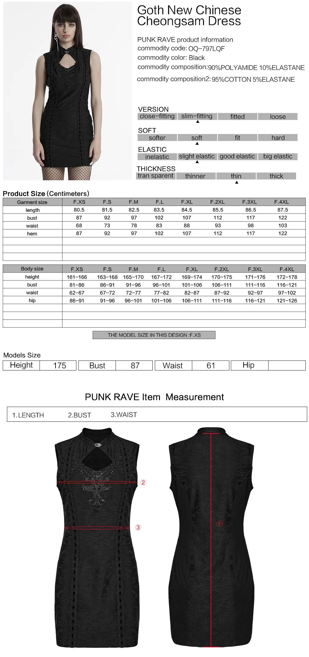 OQ-797LQF Elegant Sleeveless Gothic Dress with Embroidered Front Design - Image 2
