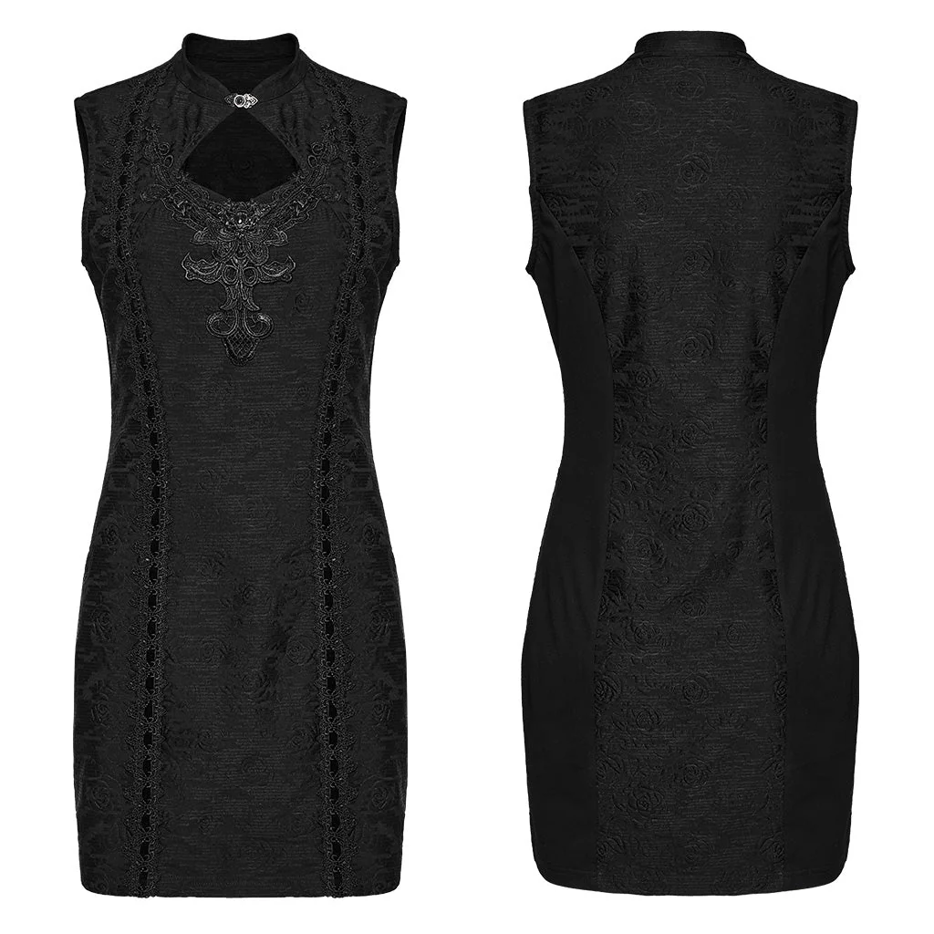 OQ-797LQF Elegant Sleeveless Gothic Dress with Embroidered Front Design - Image 21