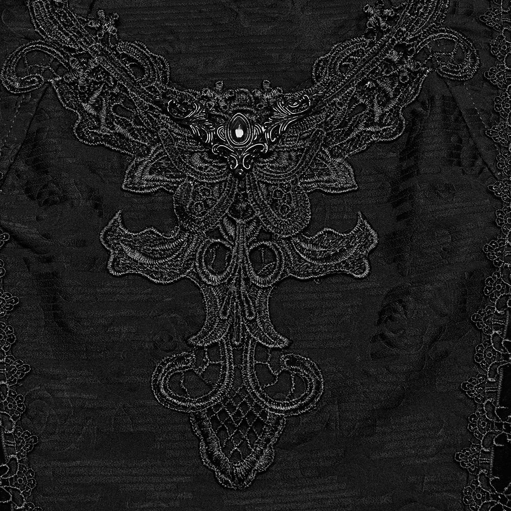 OQ-797LQF Elegant Sleeveless Gothic Dress with Embroidered Front Design - Image 27