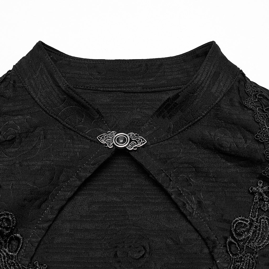 OQ-797LQF Elegant Sleeveless Gothic Dress with Embroidered Front Design - Image 7