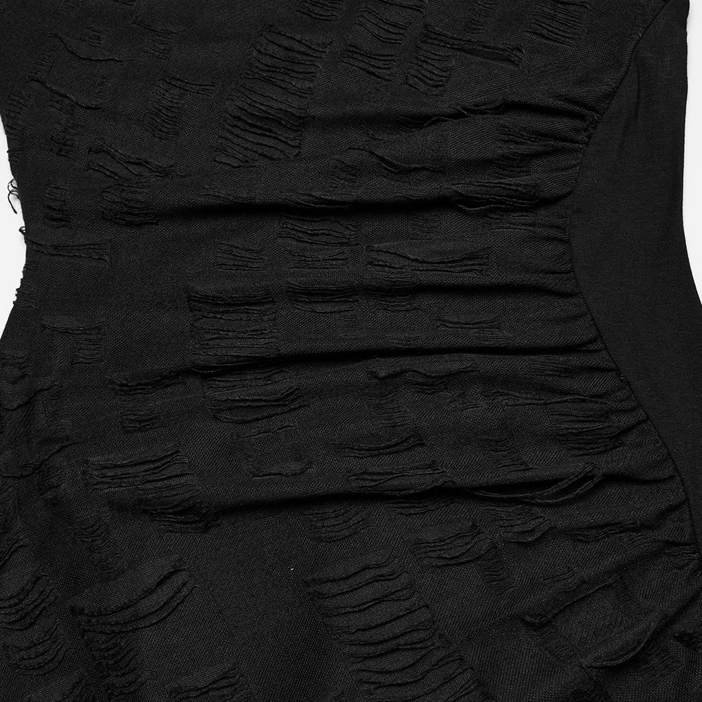 OQ-803LQF Edgy Asymmetric Gothic Hooded Long Sleeve Punk Dress - Image 7