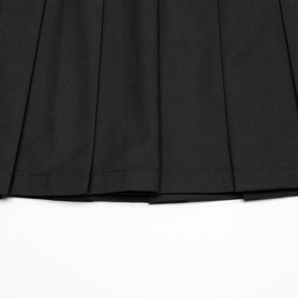 OQ-804BQF Edgy Pleated Punk Skirt with Skull Buckle Details - Image 20