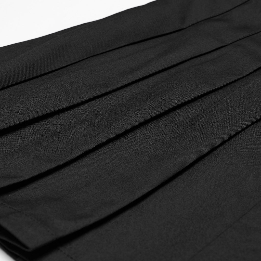 OQ-804BQF Edgy Pleated Punk Skirt with Skull Buckle Details - Image 8