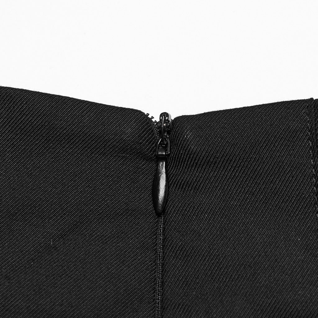 OQ-804BQF Edgy Pleated Punk Skirt with Skull Buckle Details - Image 9