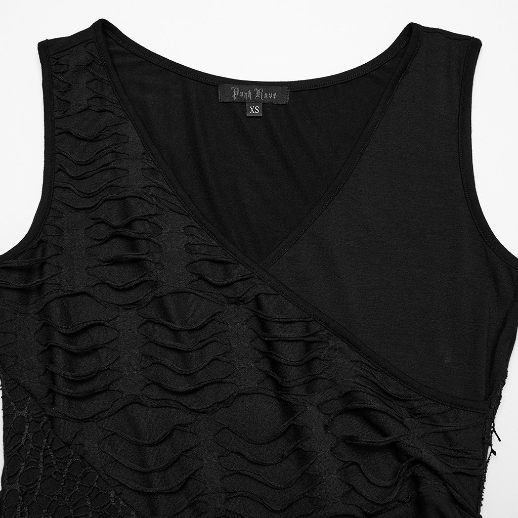 OQ-809LQF Gothic Dress Asymmetrical Layered Black Lace Hem Detailing - Image 27