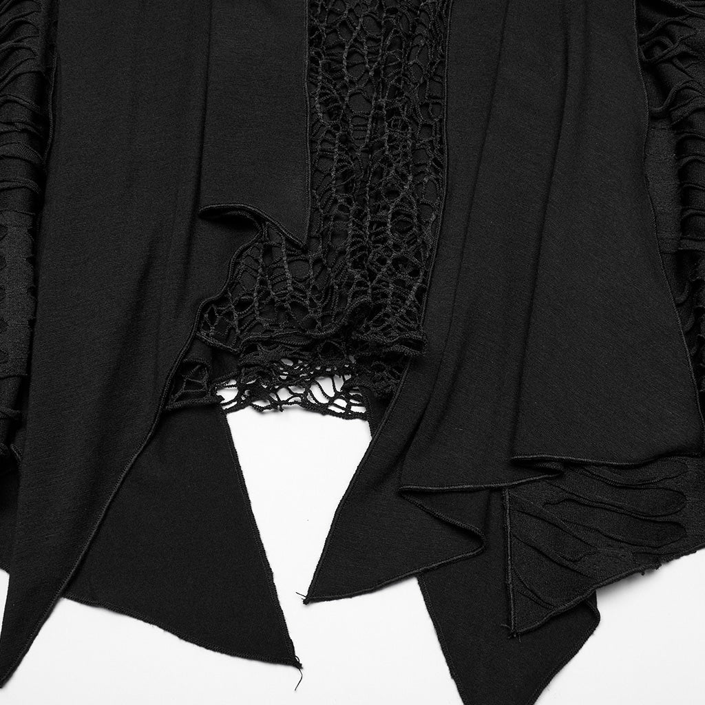 OQ-809LQF Gothic Dress Asymmetrical Layered Black Lace Hem Detailing - Image 30