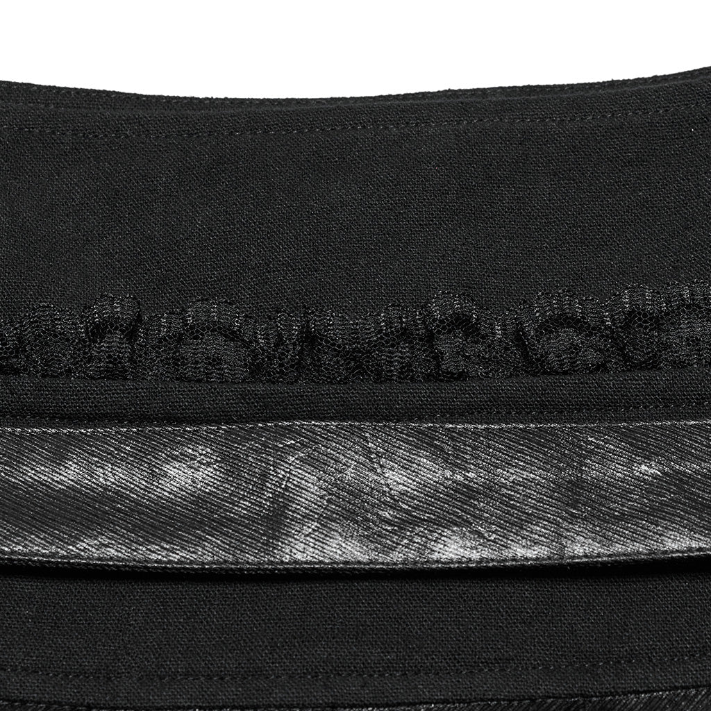 OQ-810BQF Gothic Pleated Punk Skirt with Faux Leather Belted Waist - Image 19