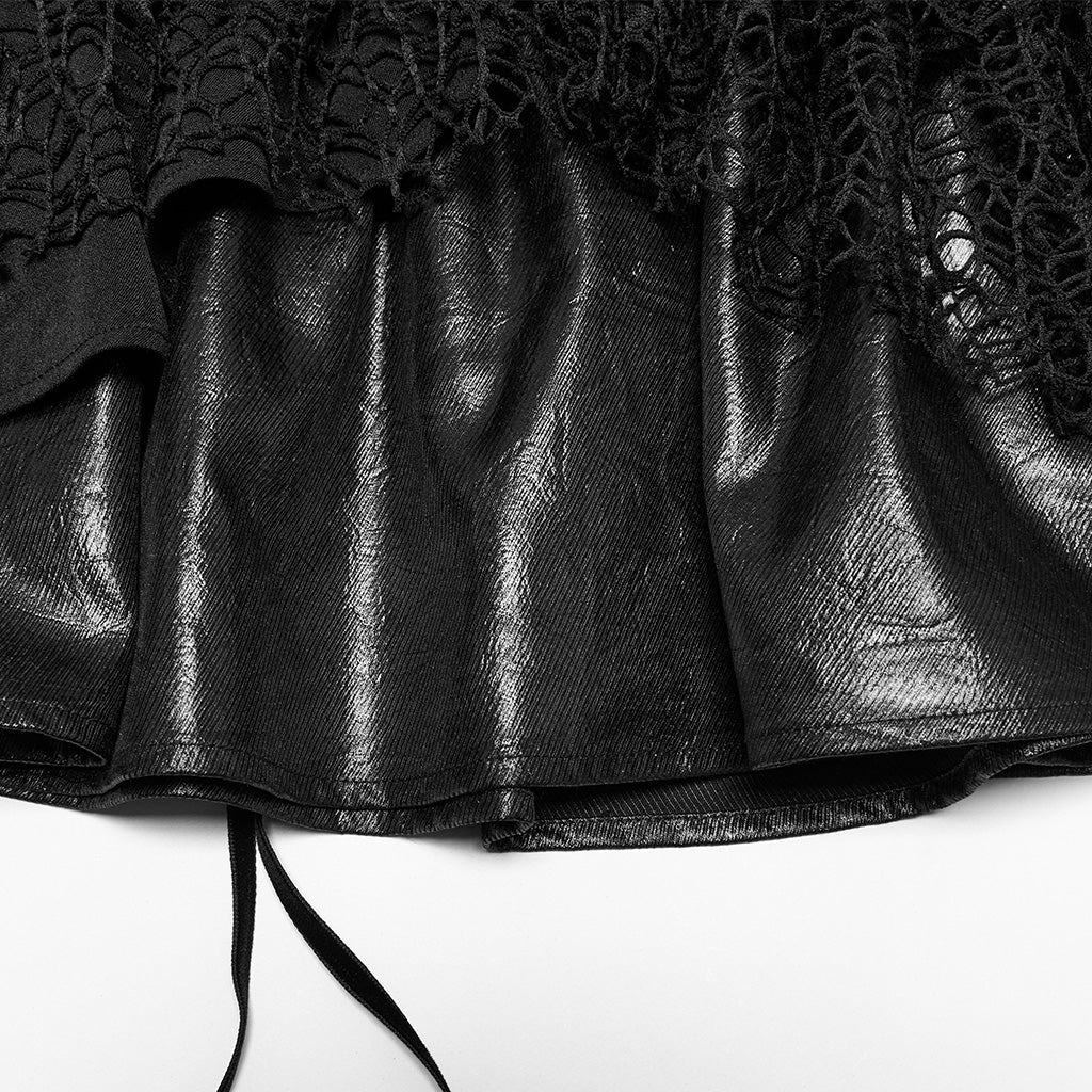 OQ-811BQF Gothic Lace Punk Skirt with Corset Lace-Up Design - Image 27