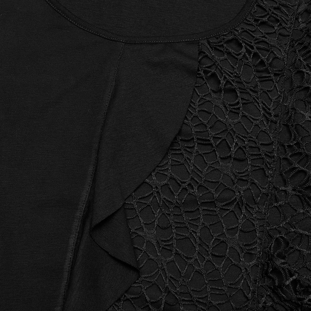 OQ-812LQF Gothic Dress Asymmetrical Lace Cold Shoulder Ruffle Hem Design - Image 27