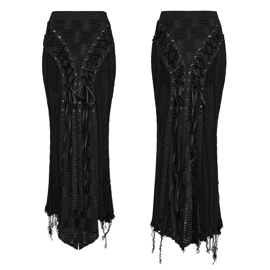 OQ-813BQF Gothic Skirt Black Lace Corset High Waist Steampunk Maxi - Image 11