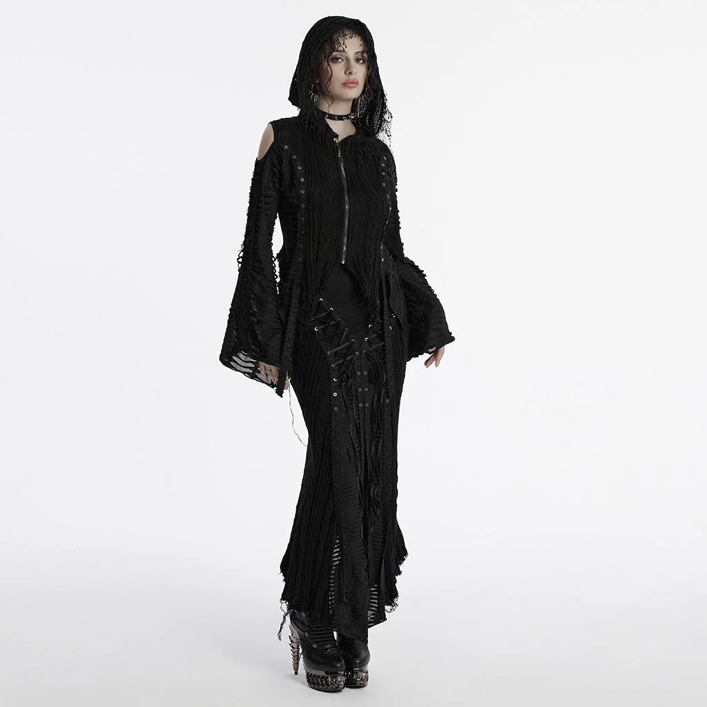 OQ-813BQF Gothic Skirt Black Lace Corset High Waist Steampunk Maxi - Image 26