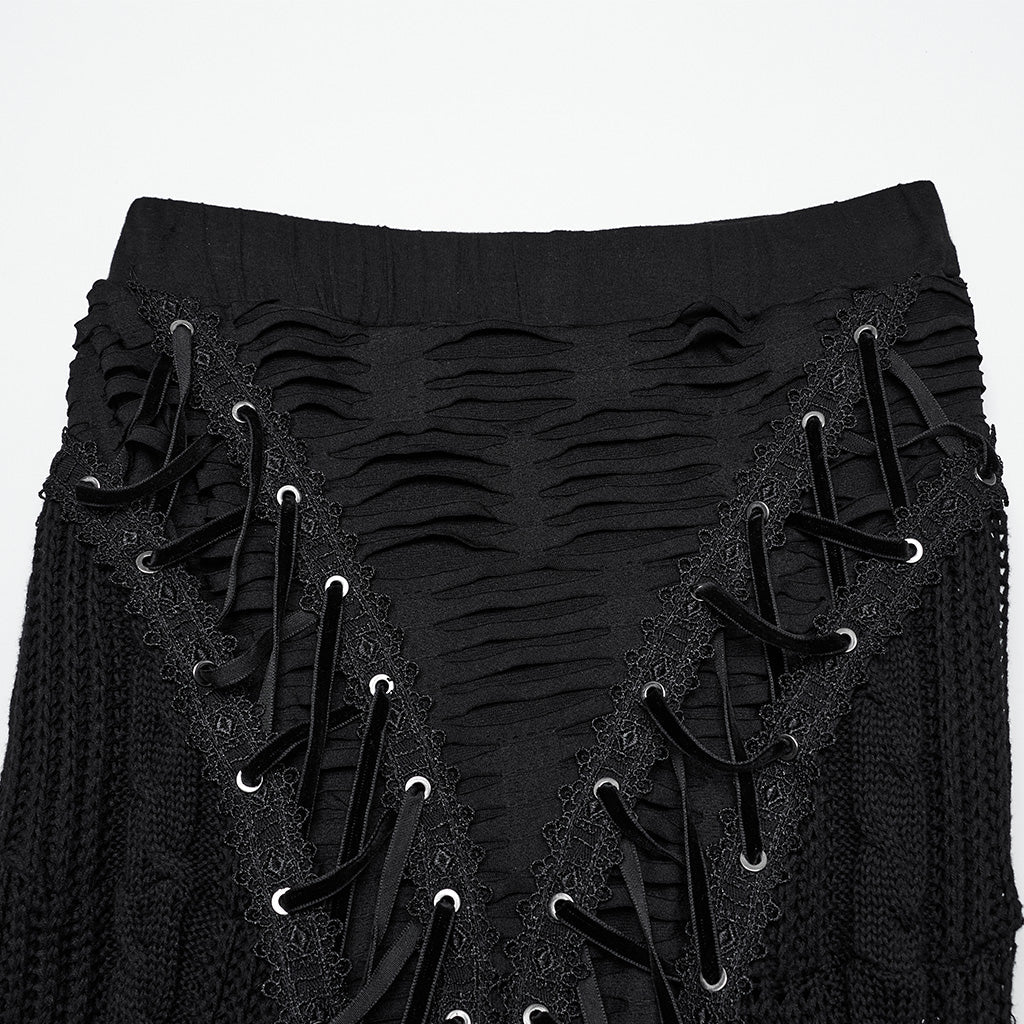 OQ-813BQF Gothic Skirt Black Lace Corset High Waist Steampunk Maxi - Image 27