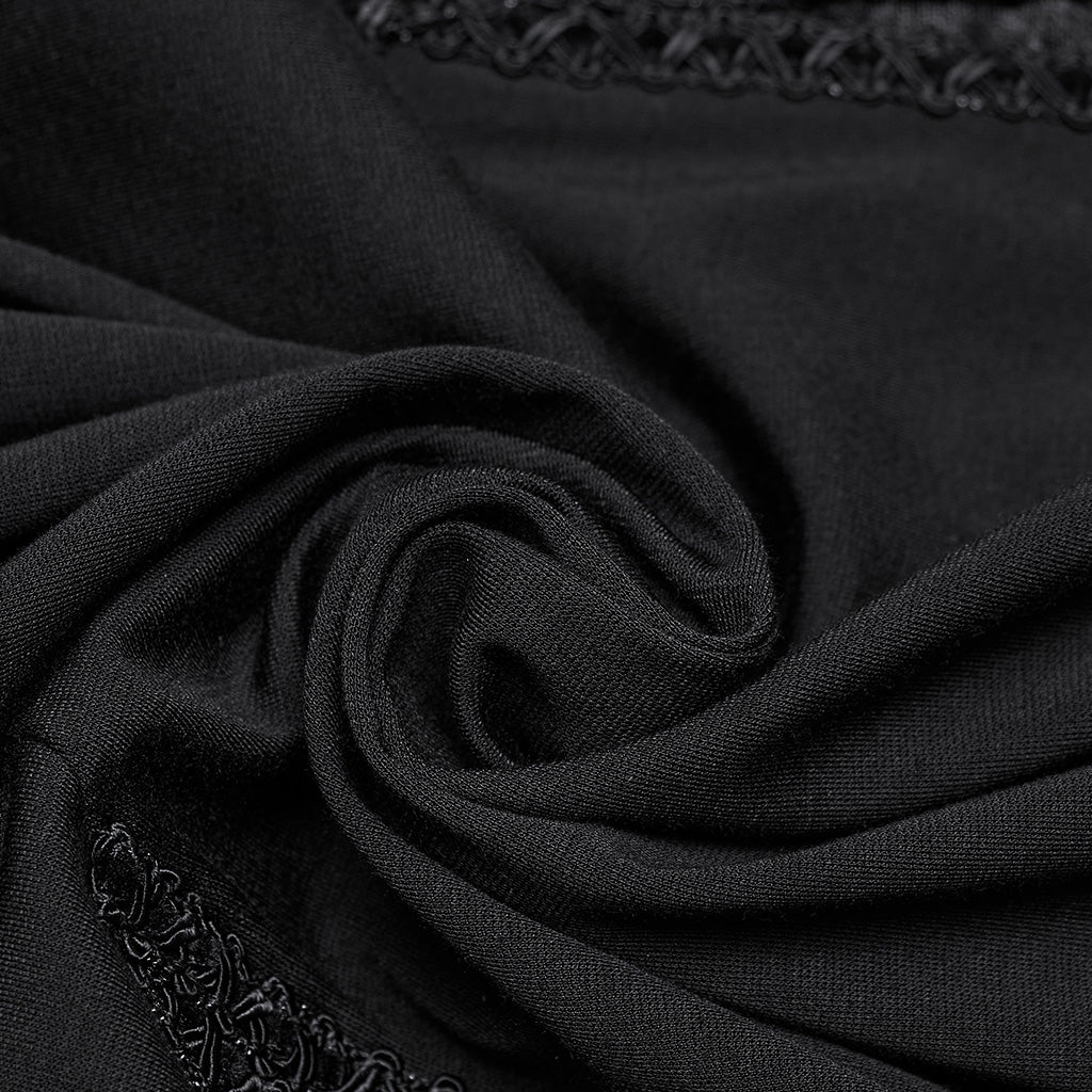 OQ-826LQF Gothic Dress Black Lace Sheer Panel Evening Gown - Image 9
