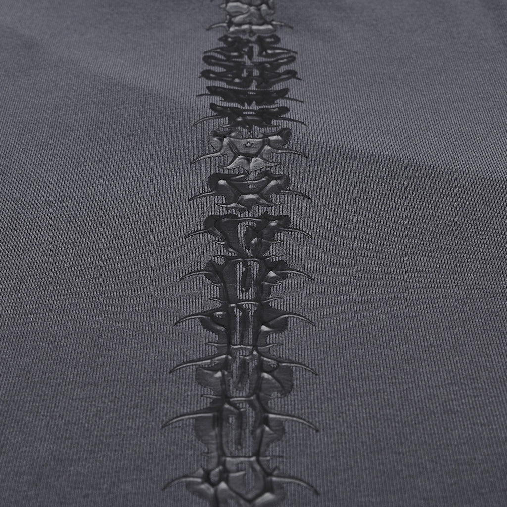 OQ-828LQF Long Sleeve Gothic Punk Dress Skeleton Ribcage Detail Midi - Image 30